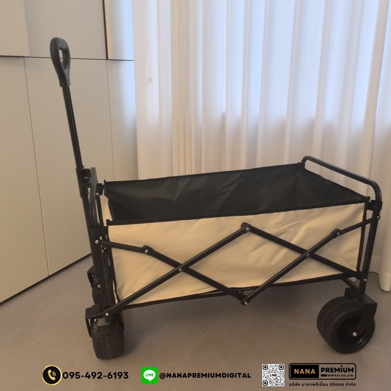 รถเข็นแคมป์ปิ้งกลางแจ้งแบบพับได้ พร้อมเบรก รถเข็นพกพา ล้อยาง 5-10 นิ้ว รับน้ำหนัก 250KG ผ้าอ็อกซ์ฟอร์ด ทนทาน