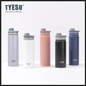 TYESO กระบอกน้ำเก็บอุณหภูมิ มีหูหิ้ว มี 5 สี ขนาด 530/750 ml สแตนเลส 304 ขวดน้ำเก็บความเย็น ขวดน้ำพกพา