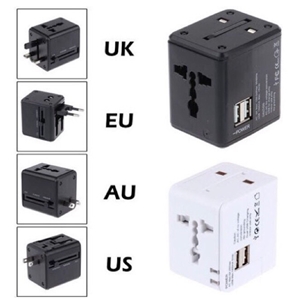 รับสกรีน Universal Adapter All in Oneปลั๊กไฟ Dual USB ใช้ได้ทั่วโลก US/UK/EU/AUปลั๊กไฟใช้ได้ทั่วโลกมากกว่า150ประเทศ